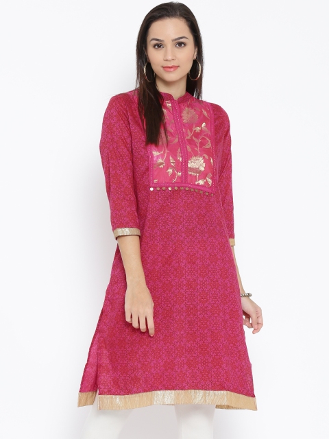 

RANGMANCH BY PANTALOONS Women Pink & Red Printed Kurta