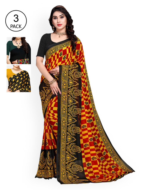 

KALINI Multi Pack of 3 Printed Saree