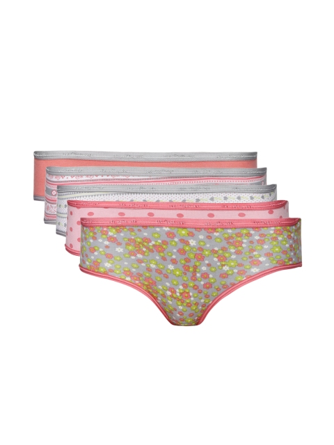 

Red Rose Women Pack of 5 Printed Hipster Briefs, Pink