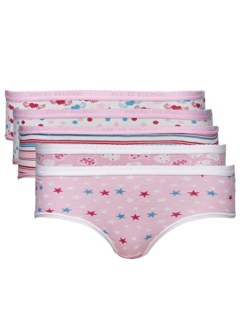 

Red Rose Women Pack of 5 Printed Hipster Briefs, Pink