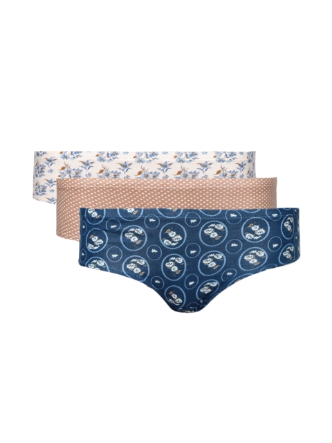 

Red Rose Women Pack of 3 Printed Briefs, Blue