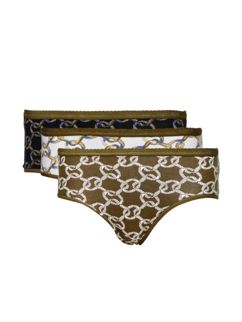 

Red Rose Women Pack of 3 Printed Briefs, Black