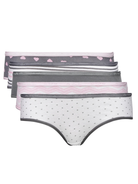 

Red Rose Women Pack of 5 Printed Briefs, Grey