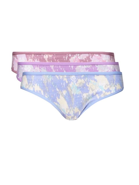 

Red Rose Women Pack of 3 Printed Briefs, Blue