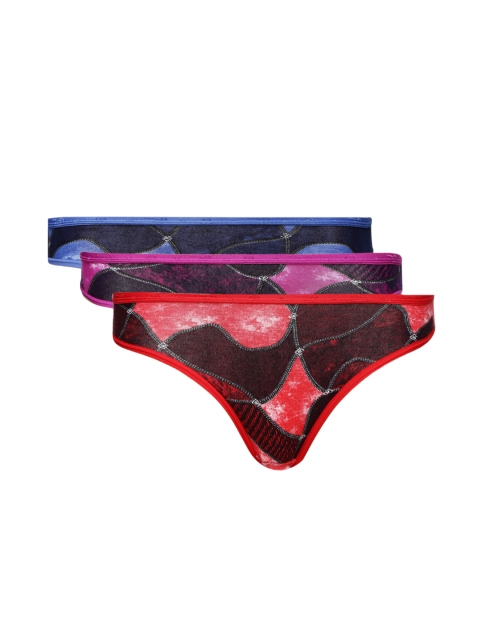 

Red Rose Women Pack of 3 Printed Briefs, Blue