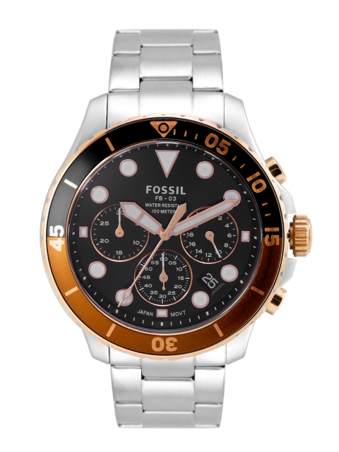 

Fossil Men Black FB - 03 Analogue Chronograph Watch FS5768, Silver