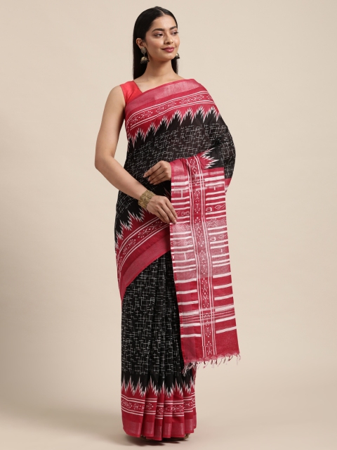 

swatika Black & White Sambalpuri Handloom Saree