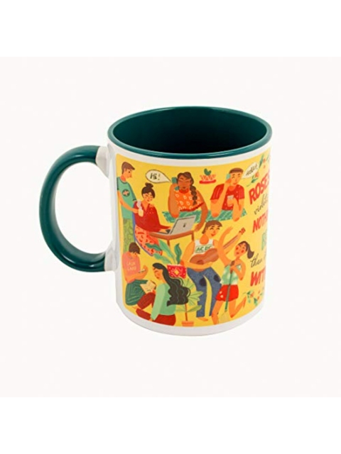 

Chumbak White & Green Text or Slogans Printed Ceramic Glossy Mugs Set of Cups and Mugs