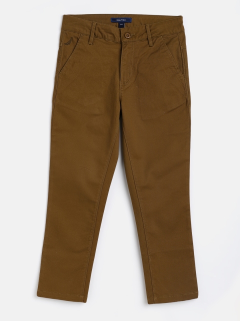 

Nautica Boys Brown Solid Mid-Rise Plain Flat Front Regular Trousers