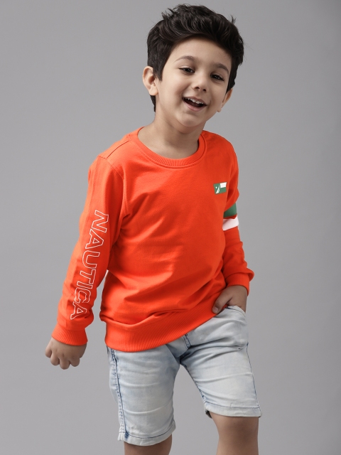 

Nautica Boys Orange Pure Cotton Printed Detail Sweatshirt