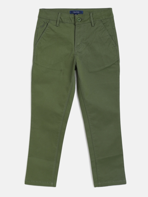 

Nautica Boys Green Solid Mid-Rise Plain Flat Front Regular Trousers