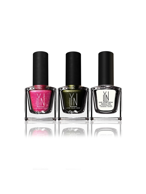 

LYN LIVE YOUR NOW Women Set of 3 Glossy Fast Dry Non Toxic Nail Polish, Pink