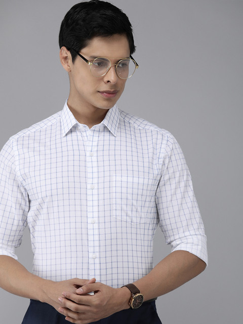 

Arrow Men White Manhattan Slim Fit Grid Tattersall Checked Opaque Formal Shirt