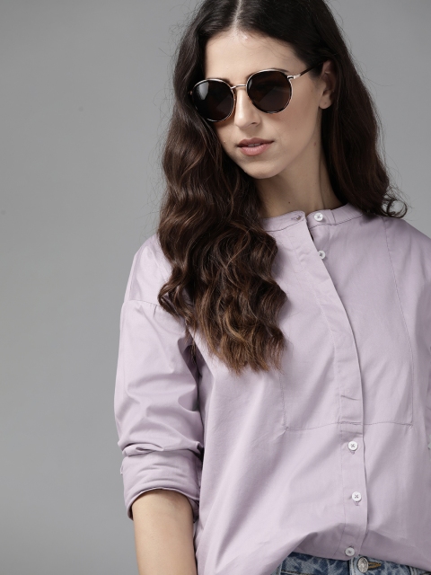 

Roadster Women Mauve Pure Cotton Casual Shirt