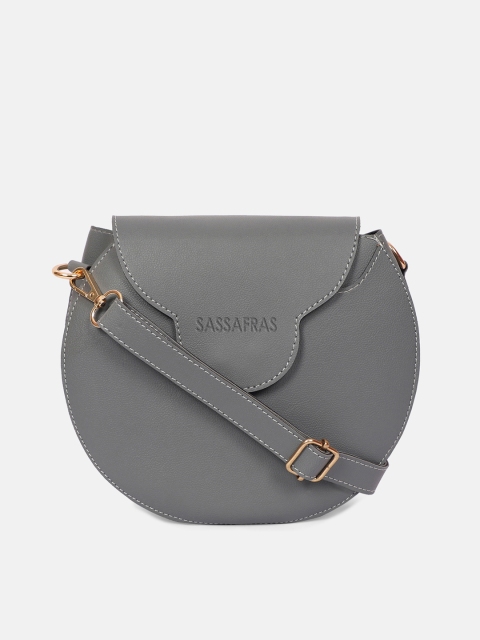 

SASSAFRAS Grey PU Half Moon Sling Bag
