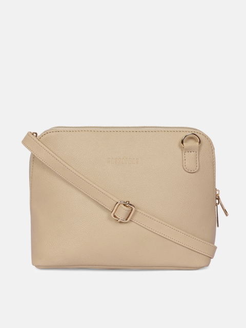 

SASSAFRAS Cream-Coloured PU Structured Sling Bag