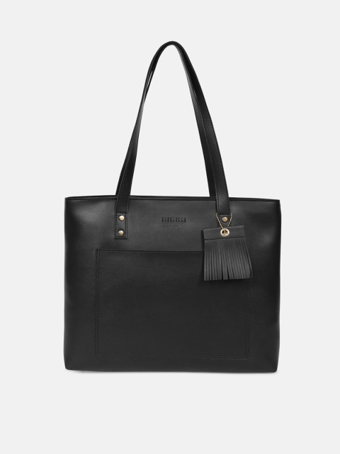 

SASSAFRAS Black PU Structured Tote Bag