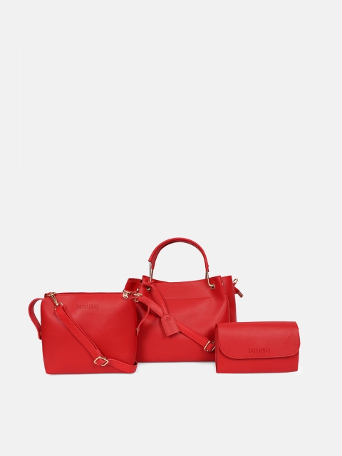 

SASSAFRAS Red Structured Handheld Bag with Sling Bag & Wallet
