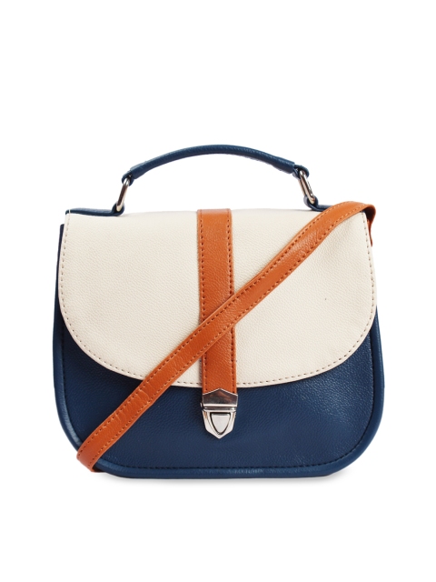 

SASSAFRAS Blue Colourblocked PU Structured Sling Bag