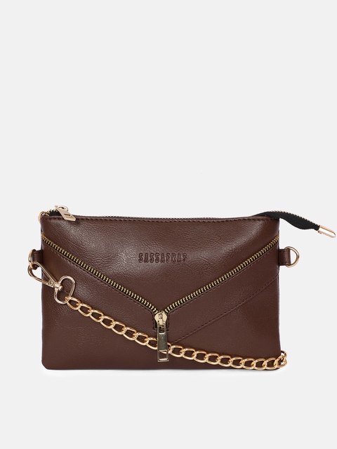 

SASSAFRAS Brown PU Structured Sling Bag