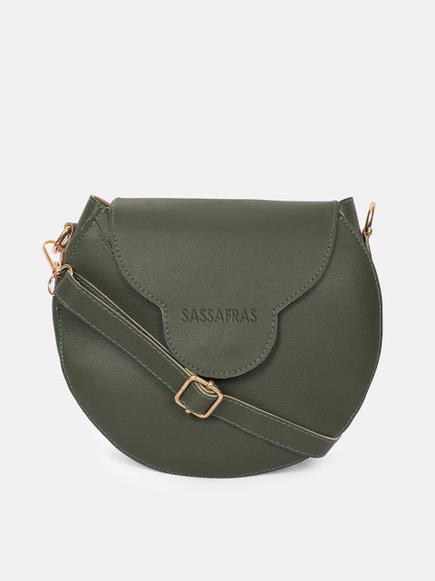 

SASSAFRAS Green PU Half Moon Sling Bag