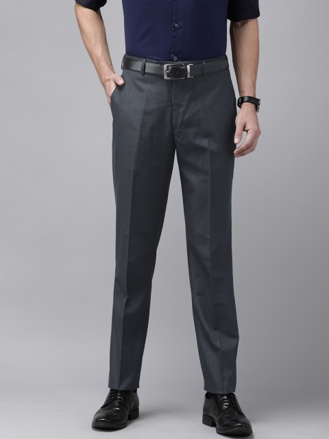 

Park Avenue Men Navy Blue Solid Smart Fit Formal Trousers