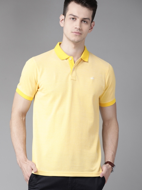 

Park Avenue Men Yellow Solid Polo Collar Slim Fit T-shirt