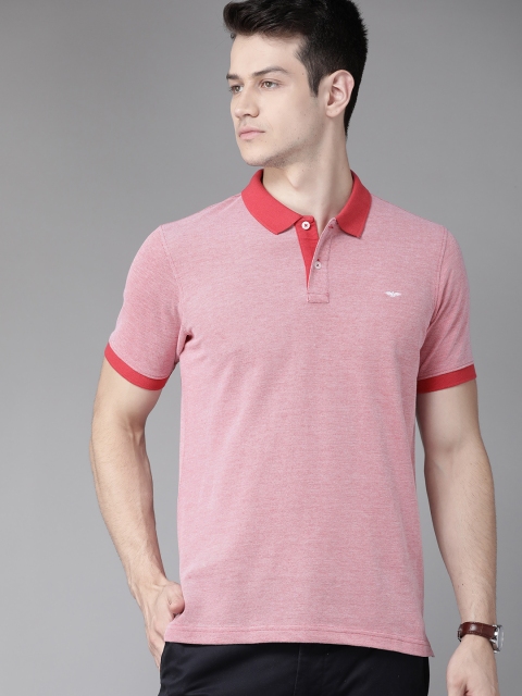 

Park Avenue Men Red Solid Polo Collar Slim Fit T-shirt