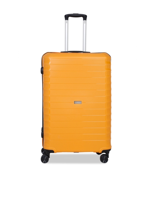 

Teakwood Leathers Orange Textured Hard-Sided Large Trolley Suitcase