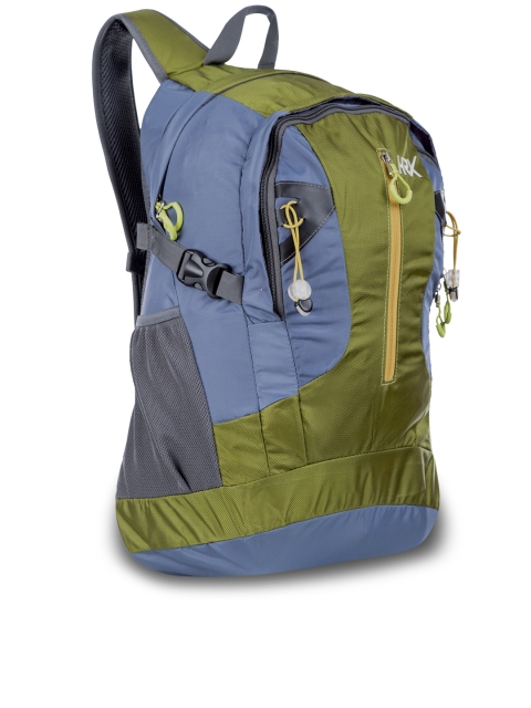 

HRX by Hrithik Roshan Men Grey & Green Colourblocked Backpack