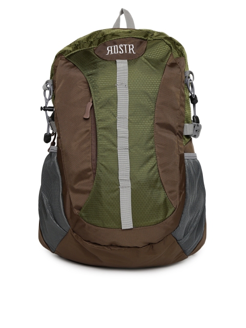 

Roadster Men Olive Green & Brown Colourblocked Backpack