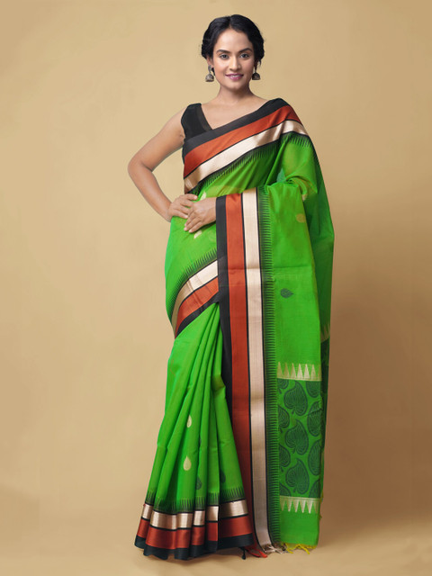 

Unnati Silks Women Green & Black Bangalore Sico Saree