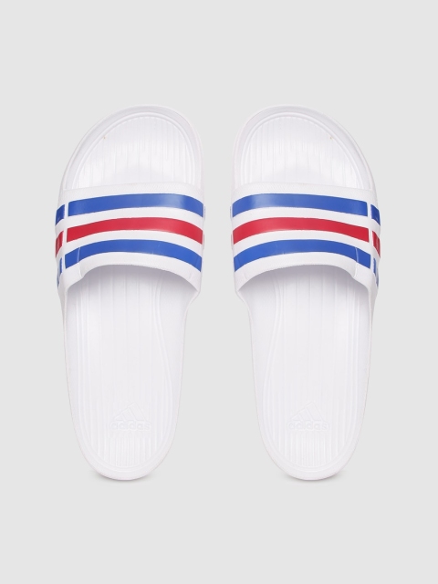 

ADIDAS Men White and Blue Striped Flip Flops