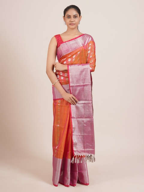 

Pothys Orange Zari Pure Silk Uppada Saree