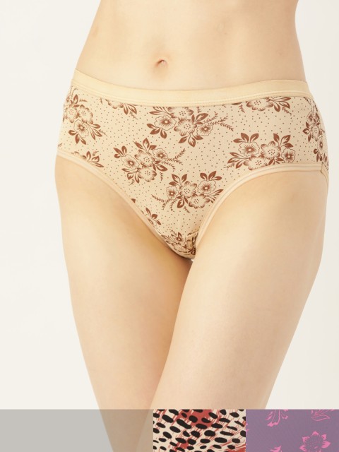 

DressBerry Women Pack of 3 Hipster Briefs DREPOLYPNTY-06, Brown