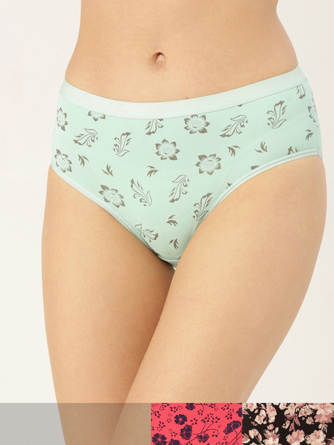 

DressBerry Women Pack of 3 Hipster Printed Briefs DREPOLYPNTY-042, Green