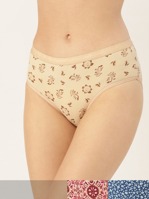 

DressBerry Women Pack of 3 Hipster Printed Briefs DREPOLYPNTY-045, Pink