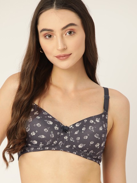

DressBerry Charcoal & White Floral Bra Lightly Padded