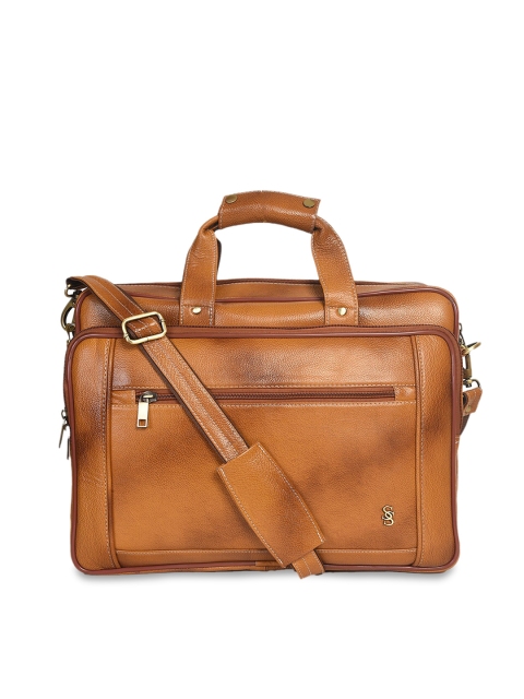 

Second SKIN Unisex Tan Textured Leather Laptop Bag