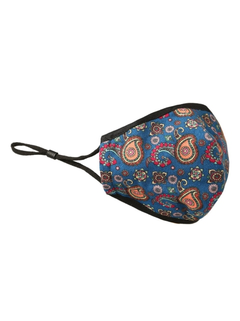 

RASHKI Unisex Blue & Red Printed Cotton Face Mask With Removable Filter