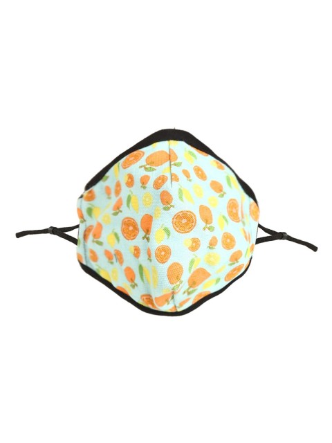 

RASHKI Unisex Green & Orange Printed Reusable Cotton Sustainable Cloth Mask With Add-On Filter