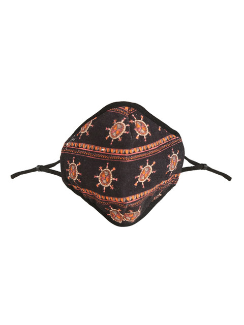 

RASHKI Unisex Black & Orange Chakra Printed Reusable Cotton Sustainable Cloth Face Mask