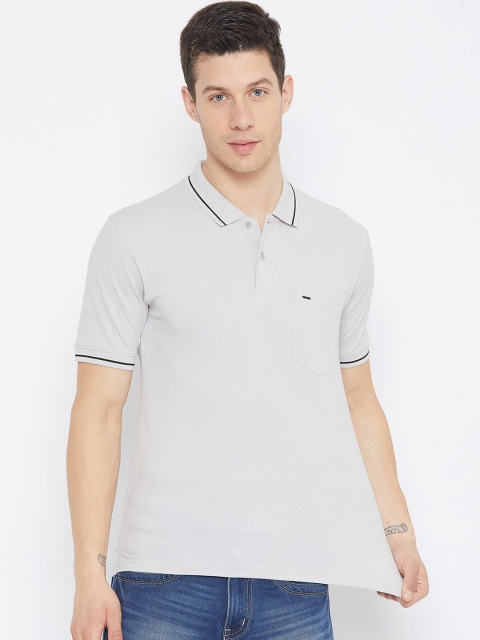

Okane Men Grey Polo Collar T-shirt