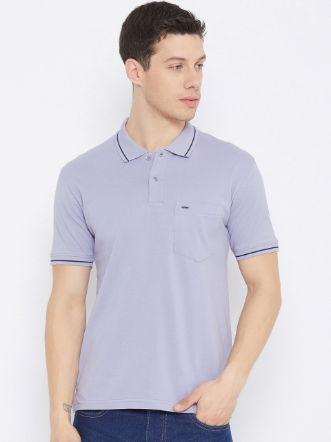 

Okane Men Mauve Polo Collar Cotton T-shirt