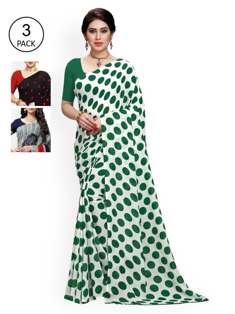 

KALINI Multi Pack of 3 Printed Poly Georgette Saree
