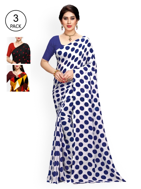 

KALINI Multi Pack of 3 Printed Poly Georgette Saree