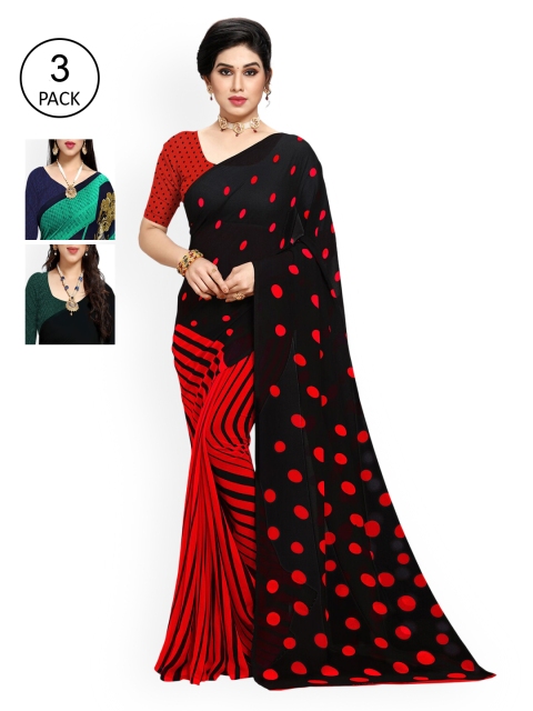

KALINI Pack of 3 Poly Georgette Printed Saree, Multi