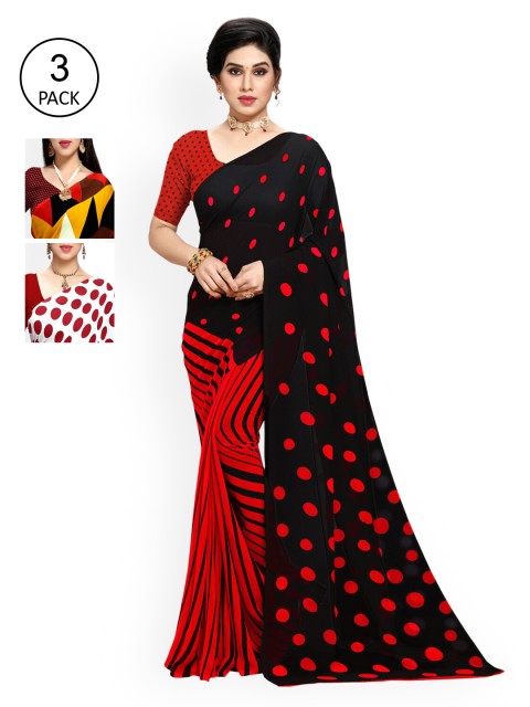 

KALINI Multi Pack of 3 Printed Poly Georgette Saree