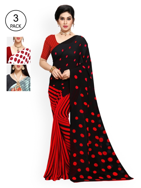 

KALINI Black & Red Pack of 3 Saree