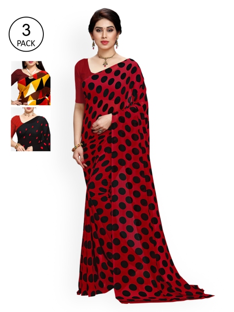 

KALINI Pack of 3 Poly Georgette Printed Saree, Multi